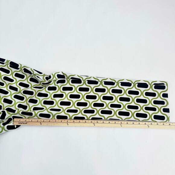 ZARA WOMENS GEOMETRIC PATTERN TROUSERS PANTS HIGH WAIST GREEN WHITE BLACK SIZE M - Picture 11 of 11